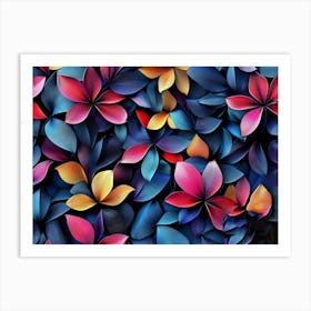 A Beautiful 3d Luxury Floral Seamless Pattern Background, Colorful 3d Wrap Art Print