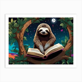 Bookworm Sloth Art Print