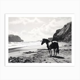 A Horse Oil Painting In Anakena Beach, Easter Island, Landscape 4 Art Print