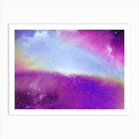 Luminescent space #2 - space neon art, Space Background Art Print