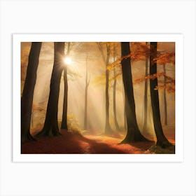 Forest With Sunbeams 04 Art Print