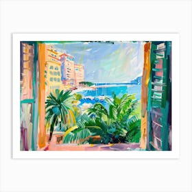Monaco From The Window View Painting 3 Art Print