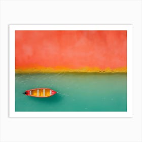 Red Boat In The Water Art Print