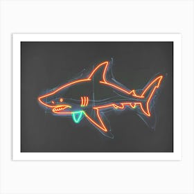 Orange Smooth Hammerhead Neon Shark 5 Art Print