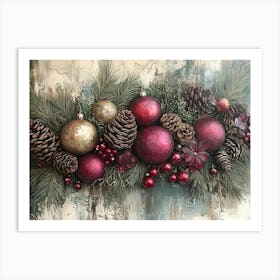 Vintage Holiday Mixed Media 5 Art Print