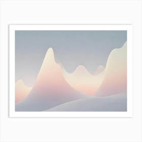 Abstract 3d Rendering Of Stylized Mountains In Soft Pink And Yellow Hues, Creating A Dreamy And Minimalist Landscape Art Print