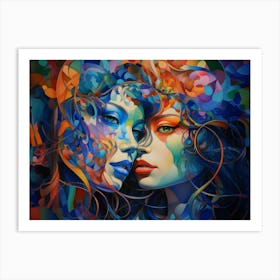 Two Women With Colorful Hair Art Print