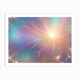 An Abstract Image Of A Bright, Colorful Nebula Or Galaxy With A Central, Glowing Star Art Print