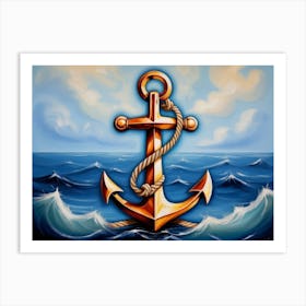 Ship anchor, Ropes, Oil painting 12 Art Print