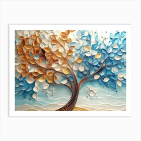 Colorful Tree with Leaves on Hanging Branches 7 Art Print