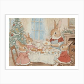 Rabbits Enjoying Holiday Meal Art Print