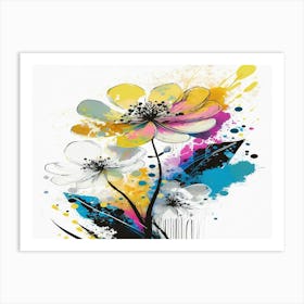 Flowers With Splatters Art Print