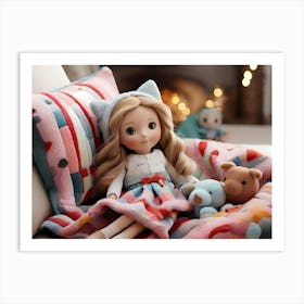 Doll With Teddy Bear Art Print