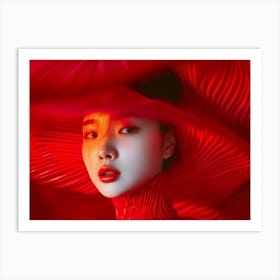 Asian Woman In Red Hat 1 Art Print