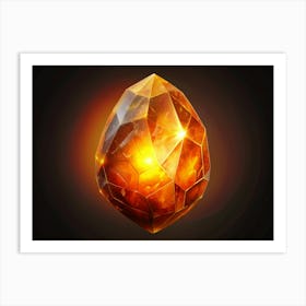 Glowing Amber Crystal With Golden Reflections Art Print