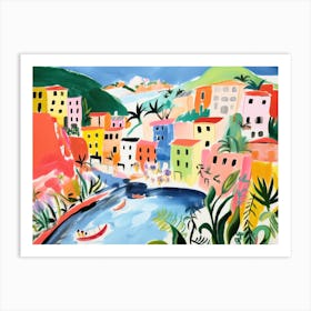 Cinque Terre Italy Cute Watercolour Illustration 2 Art Print