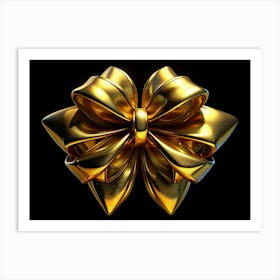 Golden Bow Isolated On Black Background 1 Art Print