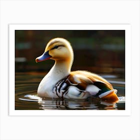 Duck In Water Art Print