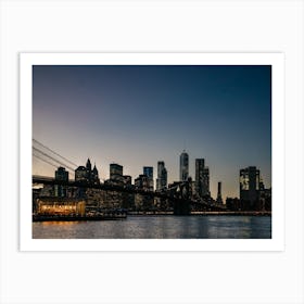 Manhattan Skyline At Night From Brooklyn Art Print