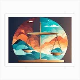 Balance Scales Of Justice OF DAY AND NIGHT VECTOR ART Art Print