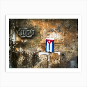 Cuban Flag On Wall Art Print