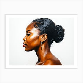 Side Profile Of Beautiful Woman Oil Painting 146 Art Print