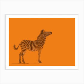 Zebra Orange Handrawn Art Print