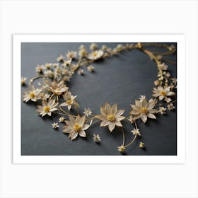 Gold Flower Necklace Art Print