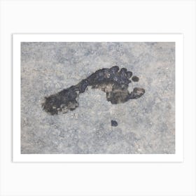 Wet Foot Print On A Rough Grungy Surface 2 Art Print