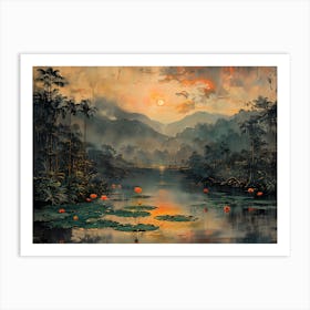 Sunset In The Jungle Art Print