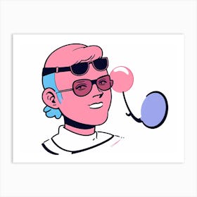 Cartoon Girl Blowing Bubbles Art Print