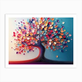 Colorful Tree with Multicolor Leaves 8 Art Print