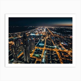 Aerial View Of City At Night Art Print