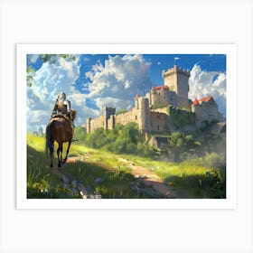 Knight Is Walking Towards A Castle Art Print