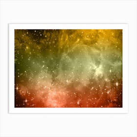 Orange Red Galaxy Space Background Art Print