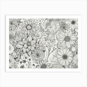 Black And White Flowers 2 Art Print