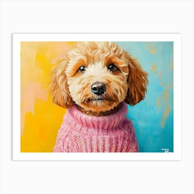 Goldendoodle In Pink Sweater Art Print