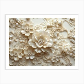 White Flowers And Pearls Art Print