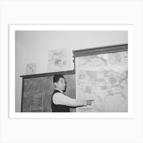 School Teacher In Grade School Teaching Geography, Concho, Arizona By Russell Lee Art Print