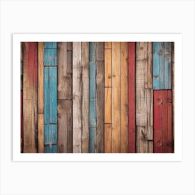 Colorful wood plank texture background 12 Art Print
