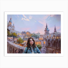 Girl In A City Art Print