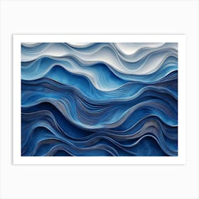 3d Abstract Blue Waves Art Print