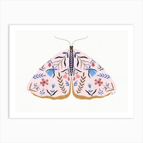 Pink Floral Moth Art Print