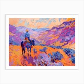 Cowboy Painting Rocky Mountains 6 Art Print