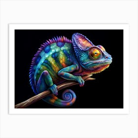 Colorful Chameleon On A Branch Art Print