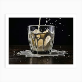 Milk Pouring Into A Glass Art Print