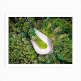 Mountain road drone in Switzerland Art Print