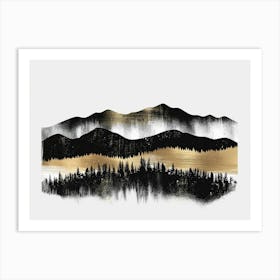 Black And Gold Mountains Canvas Print Art Print