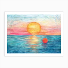 Sunset Over The Ocean 50 Art Print