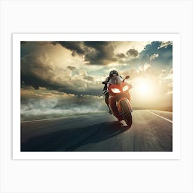 Motorcycle Rider On The Road 7 Art Print